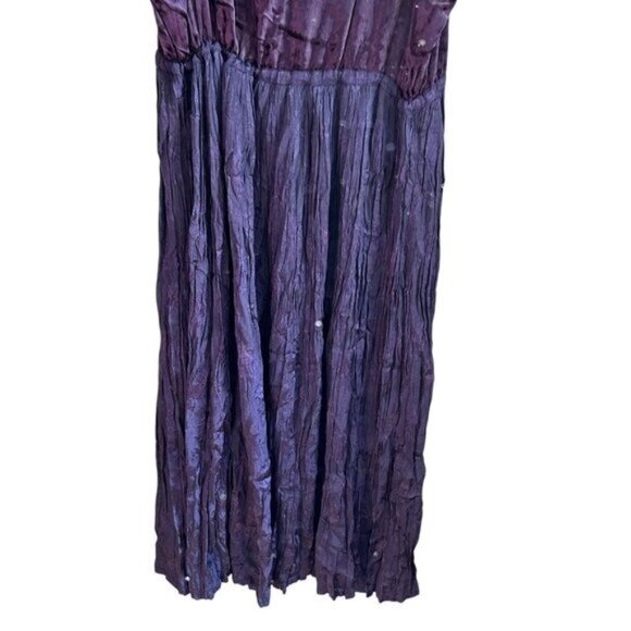 Whimsigoth Purple Dress XL 16/18 vtg Babydoll Velvet Crushed Taffeta Fairycore - Picture 5 of 13